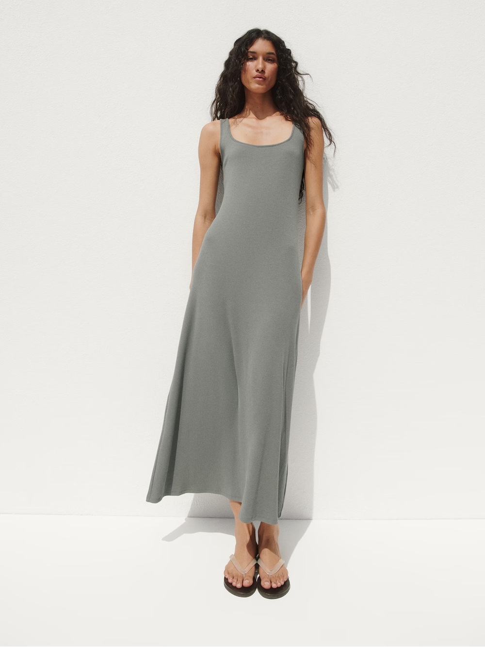 gap modern rib square-neck maxi dress (s)
